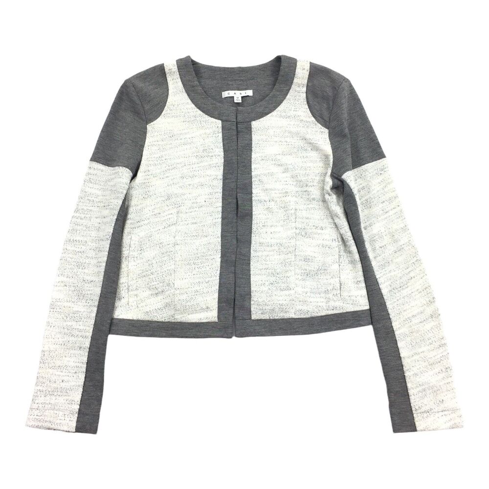 Cabi Shrunken Knit Moto Jacket Size Medium Womens Gray Layering M Style 211